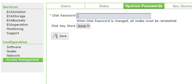 Set disk password in Exasol
